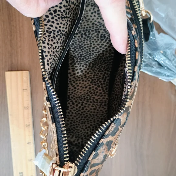 Leopard Print Mini Bag with Gold Chain - Picture 7 of 7